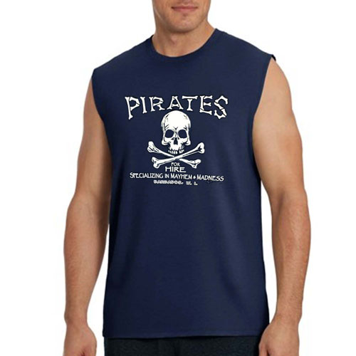 Barbados Souvenirs - Pirate Themed Navy Blue Muscle Tee